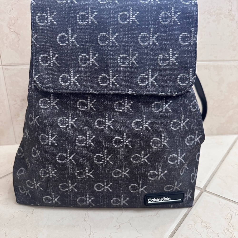 Calvin Klein Grey Woman’s Monogrammed Logo Backpack